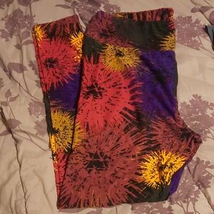 LuLaRoe Women's Vibrant Burst Leggings - Red, Purple, Yellow